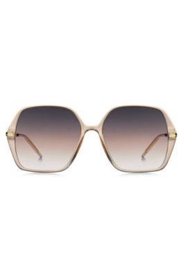 Nude-acetate sunglasses with gold-tone temples, Light Beige
