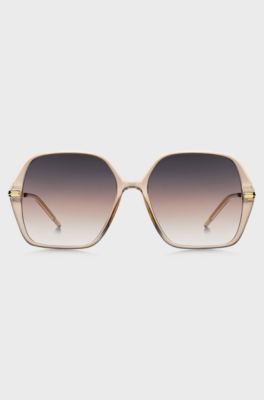 Nude-acetate sunglasses with gold-tone temples, Light Beige