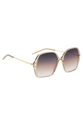 Nude-acetate sunglasses with gold-tone temples, Light Beige