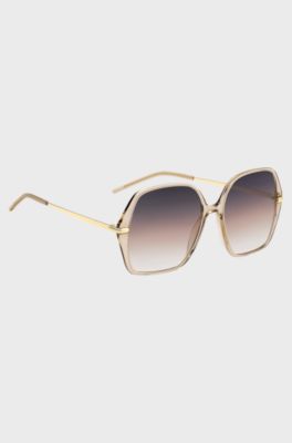 Nude-acetate sunglasses with gold-tone temples, Light Beige