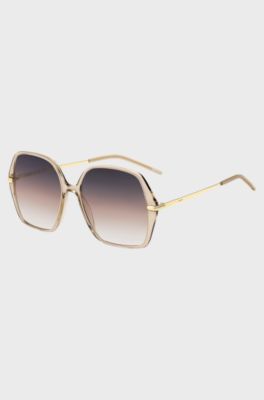 Nude-acetate sunglasses with gold-tone temples, Light Beige