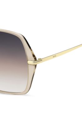 Nude-acetate sunglasses with gold-tone temples, Light Beige