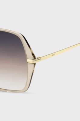 Nude-acetate sunglasses with gold-tone temples, Light Beige