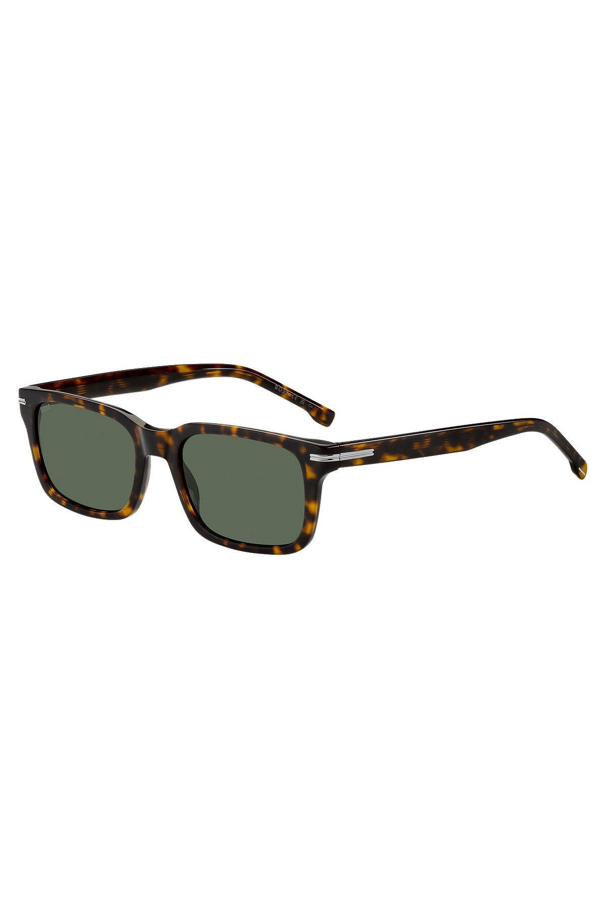 Sonnenbrille aus Acetat mit Havanna-Muster und silberfarbenen Metalldetails, Braun