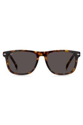 Havana-acetate sunglasses with silver-tone hardware, Brown