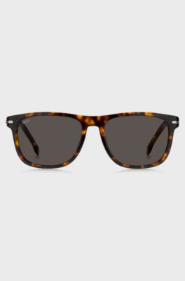 Havana-acetate sunglasses with silver-tone hardware, Brown