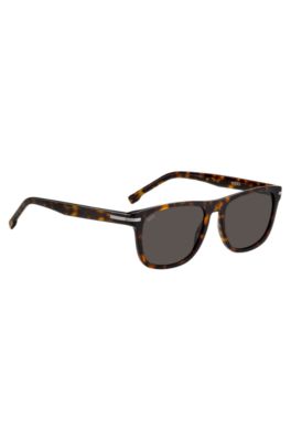 Havana-acetate sunglasses with silver-tone hardware, Brown