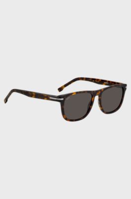 Havana-acetate sunglasses with silver-tone hardware, Brown
