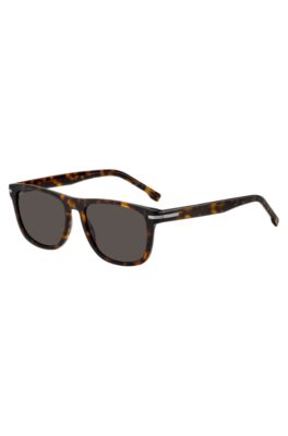 Havana-acetate sunglasses with silver-tone hardware, Brown
