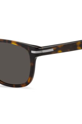 Havana-acetate sunglasses with silver-tone hardware, Brown