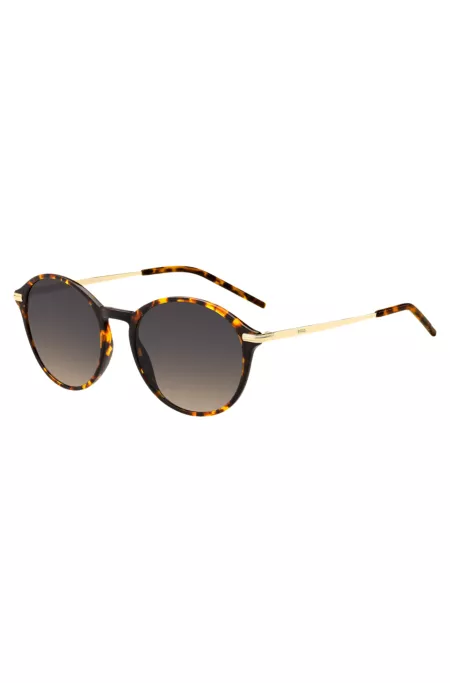 Round sunglasses in Havana acetate with gold-tone temples