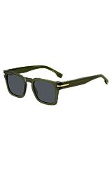 Sonnenbrille aus grünem Acetat mit goldfarbenen Metalldetails, Grün