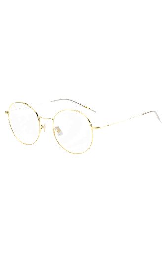 Montura redonda en tono dorado para gafas graduadas con logo grabado a láser, Oro