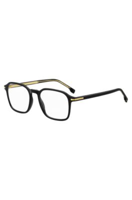 BOSS - Black-acetate optical frames with gold-tone details