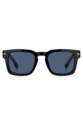 Black-acetate sunglasses with gold-tone hardware, Black