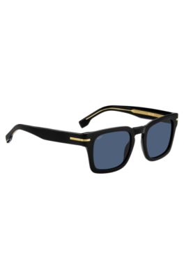 Black-acetate sunglasses with gold-tone hardware, Black