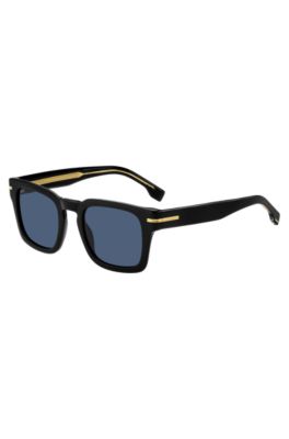 Black-acetate sunglasses with gold-tone hardware, Black