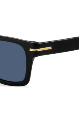 Black-acetate sunglasses with gold-tone hardware, Black