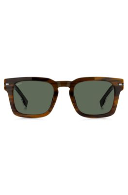 Patterned-acetate sunglasses with silver-tone hardware, Brown