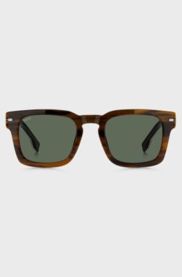 Patterned-acetate sunglasses with silver-tone hardware, Brown