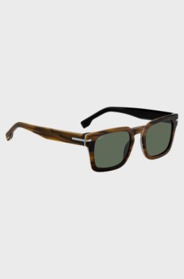 Patterned-acetate sunglasses with silver-tone hardware, Brown