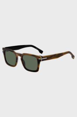 Patterned-acetate sunglasses with silver-tone hardware, Brown