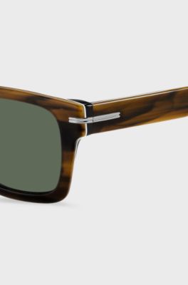 Patterned-acetate sunglasses with silver-tone hardware, Brown