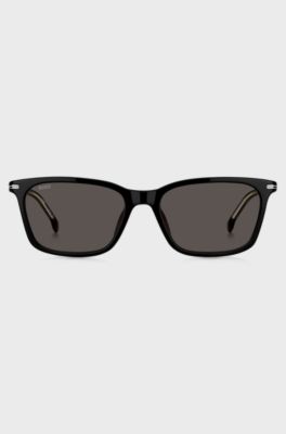 Black-acetate sunglasses with silver-tone hardware, Black