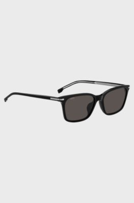 Black-acetate sunglasses with silver-tone hardware, Black