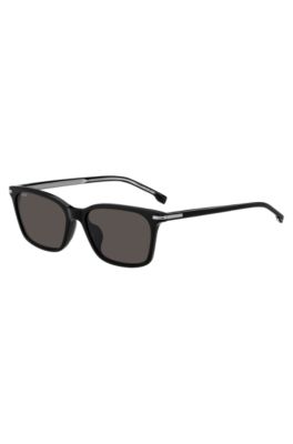 Black-acetate sunglasses with silver-tone hardware, Black