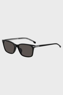 Black-acetate sunglasses with silver-tone hardware, Black