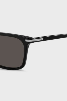 Black-acetate sunglasses with silver-tone hardware, Black