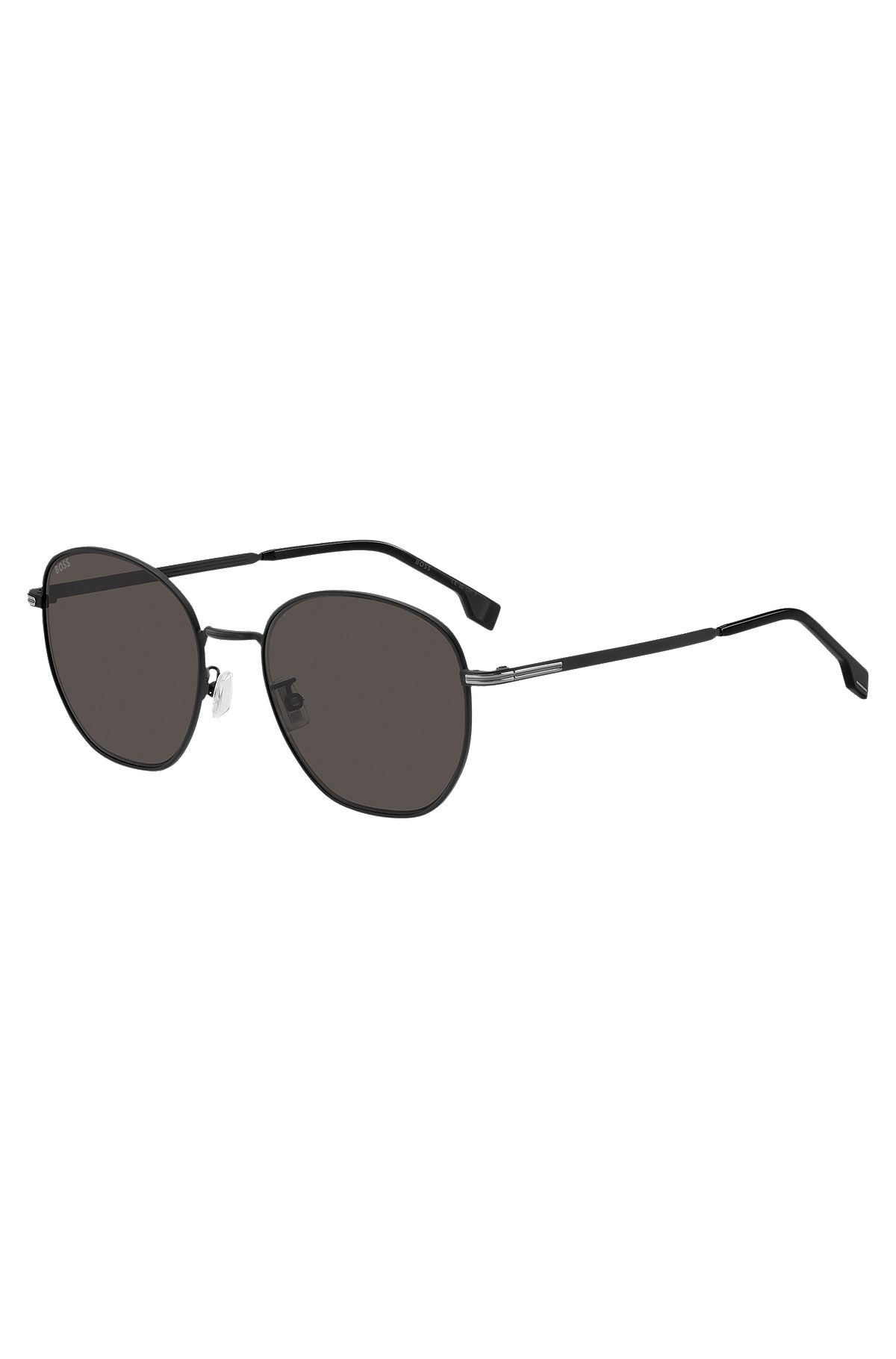 Runde Sonnenbrille aus schwarzem Metall mit silberfarbenen Metalldetails, Schwarz