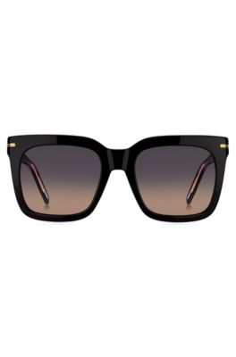 Black-acetate sunglasses with gold-tone hardware, Black