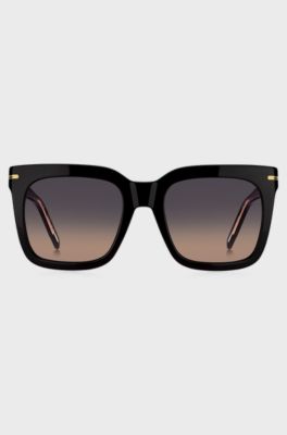 Black-acetate sunglasses with gold-tone hardware, Black