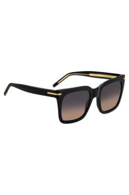 Black-acetate sunglasses with gold-tone hardware, Black