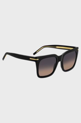 Black-acetate sunglasses with gold-tone hardware, Black