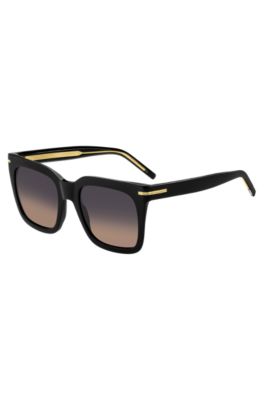 Black-acetate sunglasses with gold-tone hardware, Black