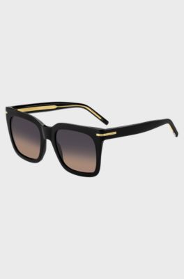 Black-acetate sunglasses with gold-tone hardware, Black
