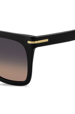 Black-acetate sunglasses with gold-tone hardware, Black