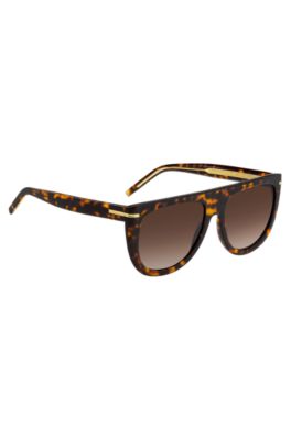 Havana-acetate sunglasses with gold-tone hardware, Patterned