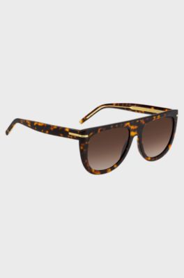 Sonnenbrille aus Acetat mit Havanna-Muster und goldfarbenen Metalldetails, Gemustert