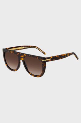 Havana-acetate sunglasses with gold-tone hardware, Patterned