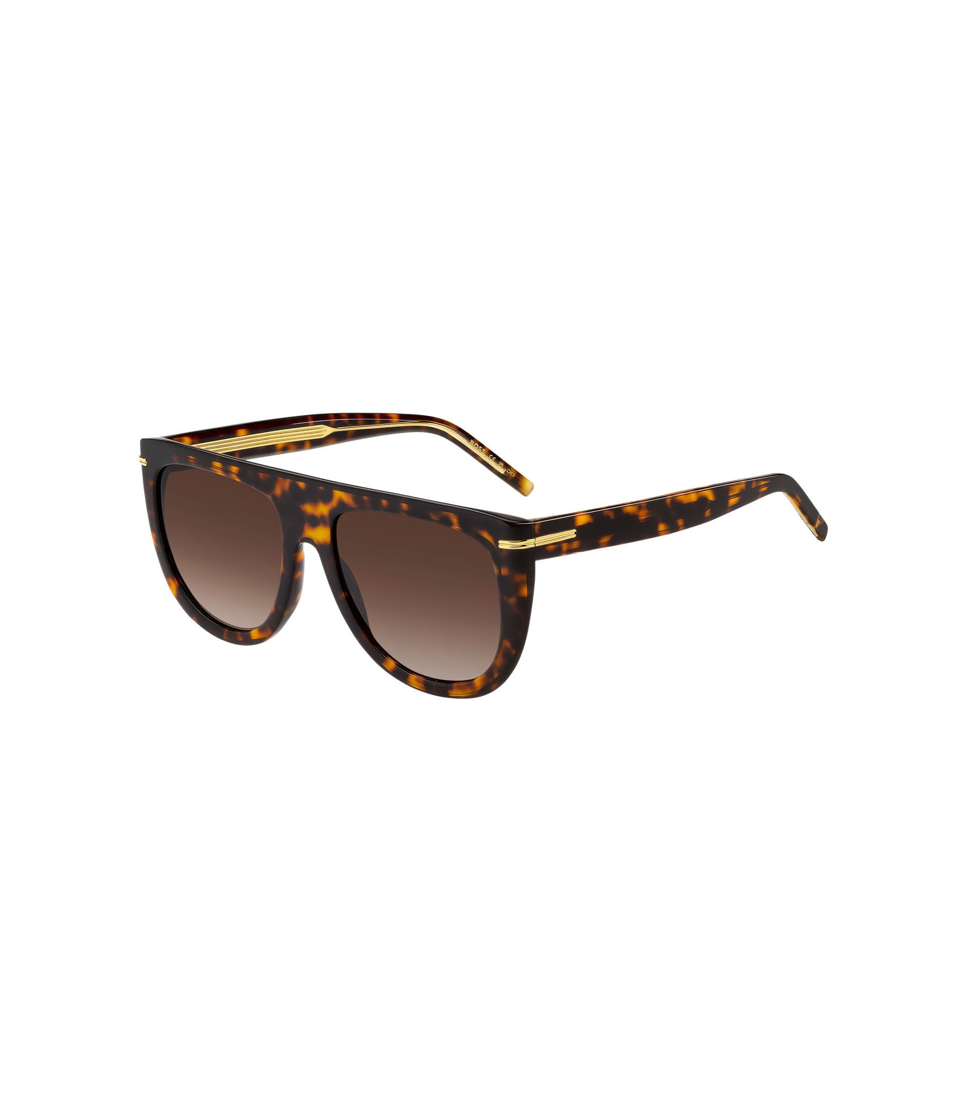Sonnenbrille aus Acetat mit Havanna-Muster und goldfarbenen Metalldetails