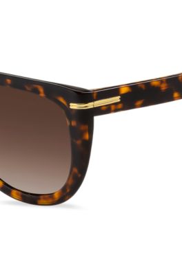 Havana-acetate sunglasses with gold-tone hardware, Patterned