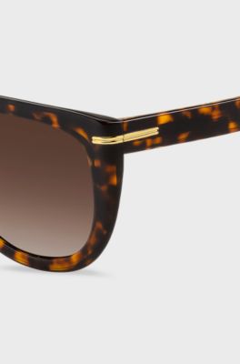 Sonnenbrille aus Acetat mit Havanna-Muster und goldfarbenen Metalldetails, Gemustert