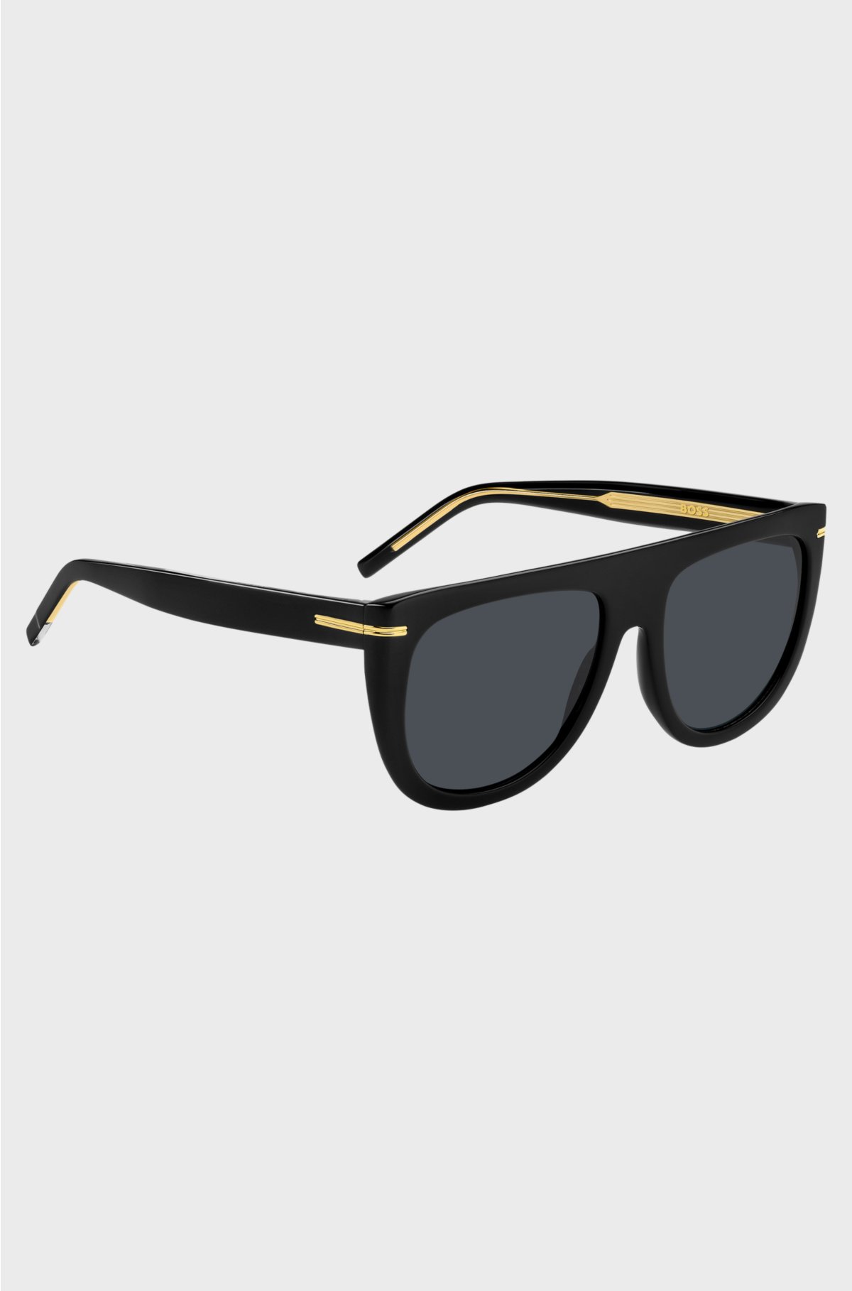 Black-acetate sunglasses with gold-tone hardware, Black