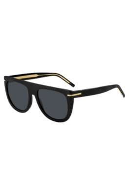 Black-acetate sunglasses with gold-tone hardware