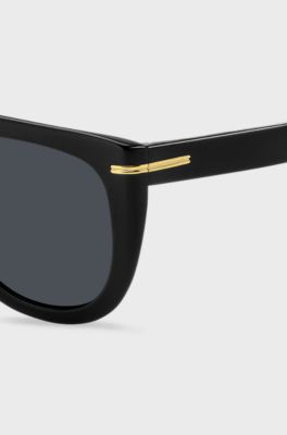 Black-acetate sunglasses with gold-tone hardware, Black