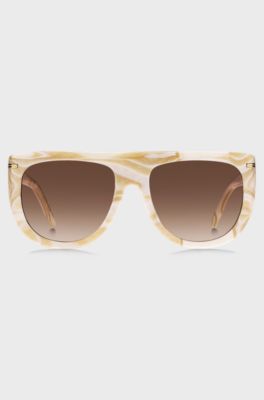 Gemusterte Sonnenbrille aus Acetat mit goldfarbenen Metalldetails, Gemustert